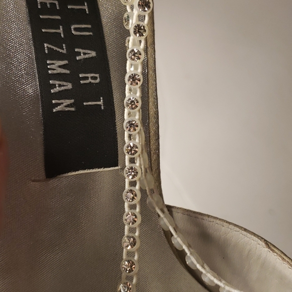 Stuart Weiztman Beige Shimmer Heel Size 8 - Picture 8 of 8